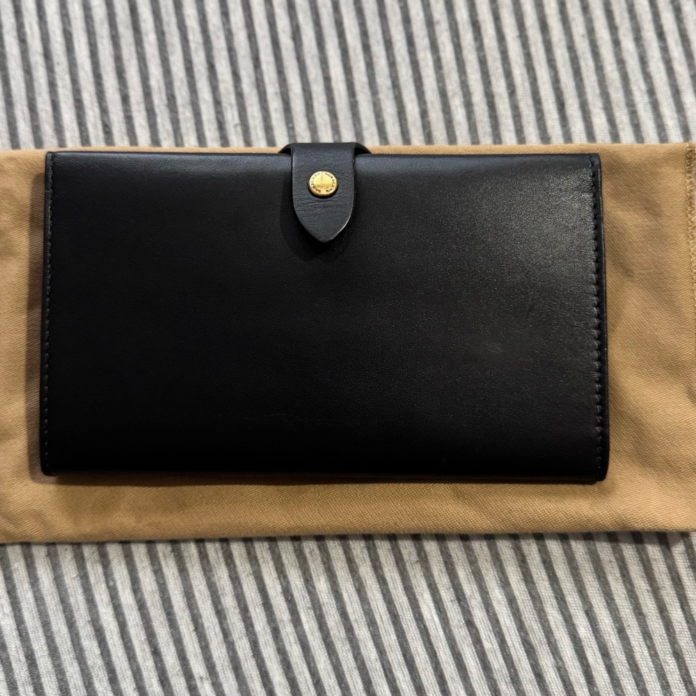 Burberry Black Leather Wallet with Gold Detail